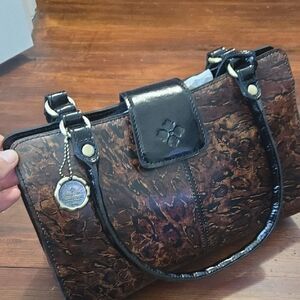NEW Patricia Nash Brown and Black Satchel with Structured Design